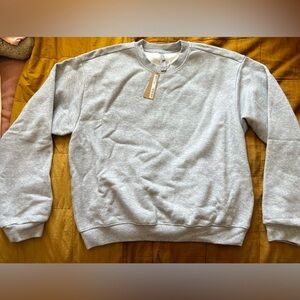 SKIMS cotton fleece crewneck sweatshirt / heather gray / size: large